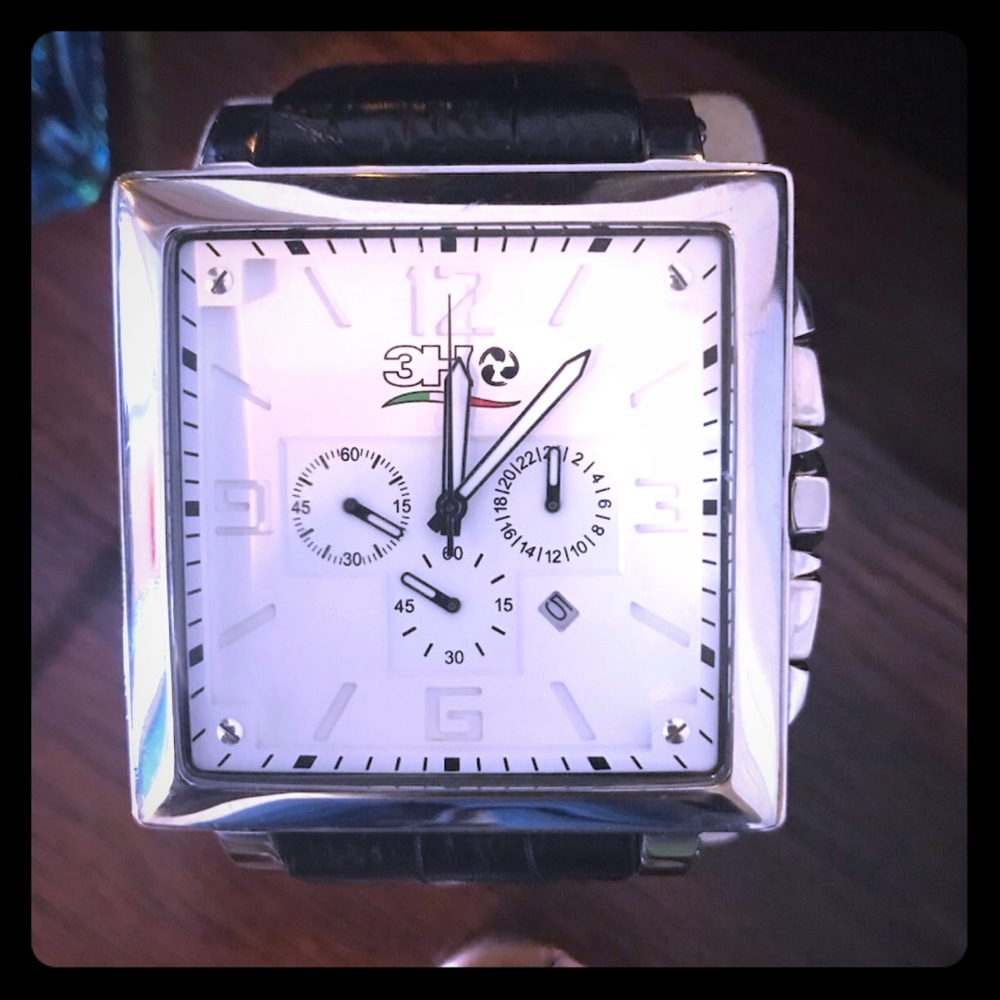 3H Italia 52mm Big Watch - Square Faced - White